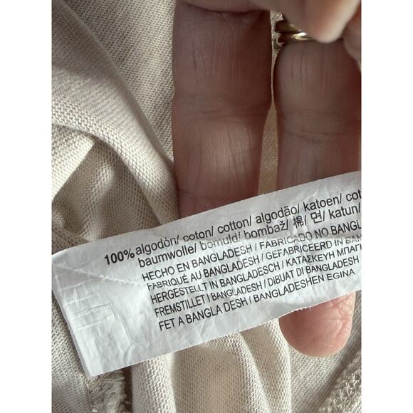 Zara Midi Cotton Bone Ivory Color Tie Waist Dress Sz M Short Sleeve Classic - Picture 12 of 13